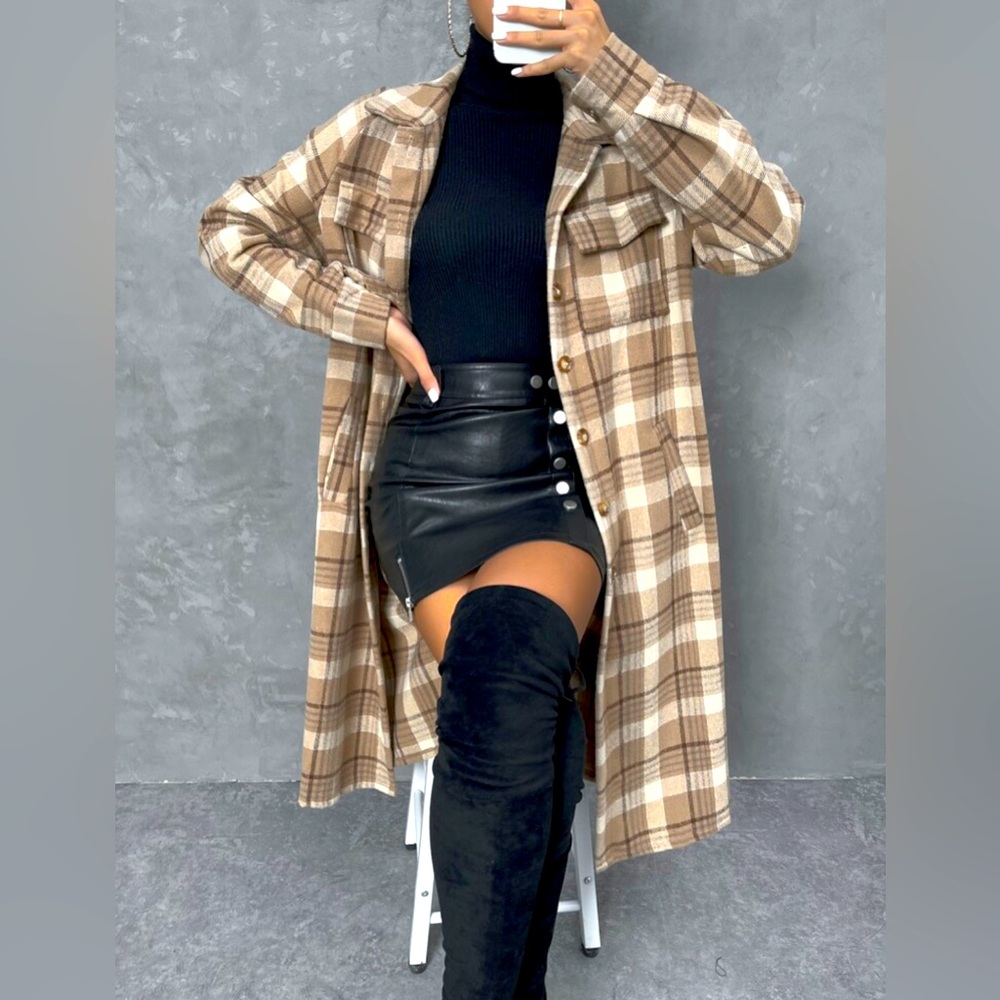 Brown Plaid Trench Coat 🤎